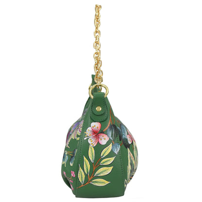 Ruched East West Hobo With Chain