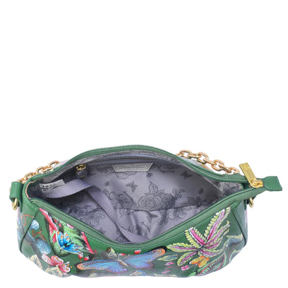 Ruched East West Hobo With Chain