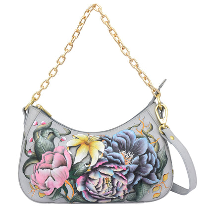 RUCHED EAST WEST HOBO WITH CHAIN