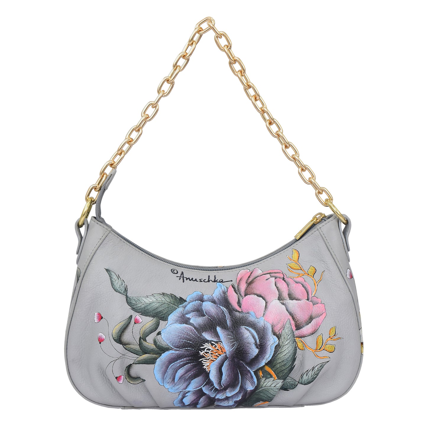 RUCHED EAST WEST HOBO WITH CHAIN