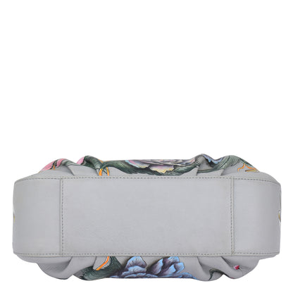 RUCHED EAST WEST HOBO WITH CHAIN