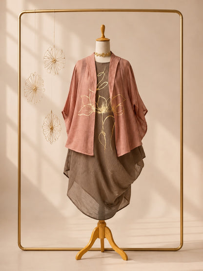 Gold foil lotus dress set