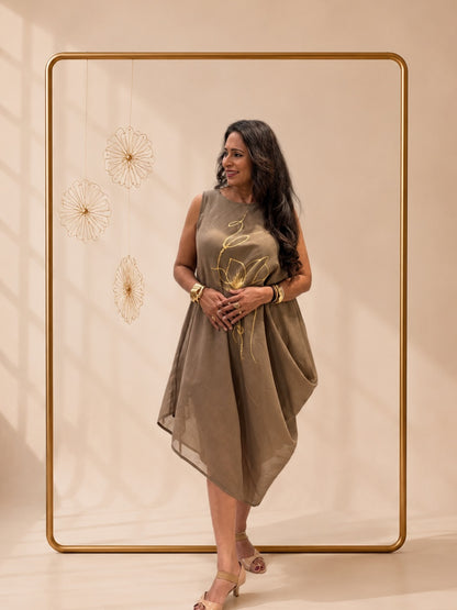 Gold foil lotus dress set