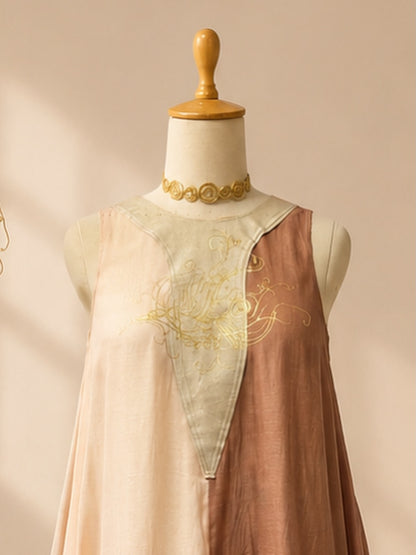 Gold foil peacock feather detailing dress