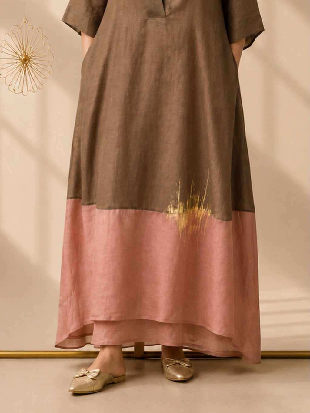 Chanderi layered dress set