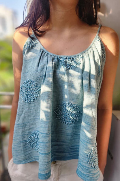 The Aira Bloom Top | Powder Blue Floral Camisole
