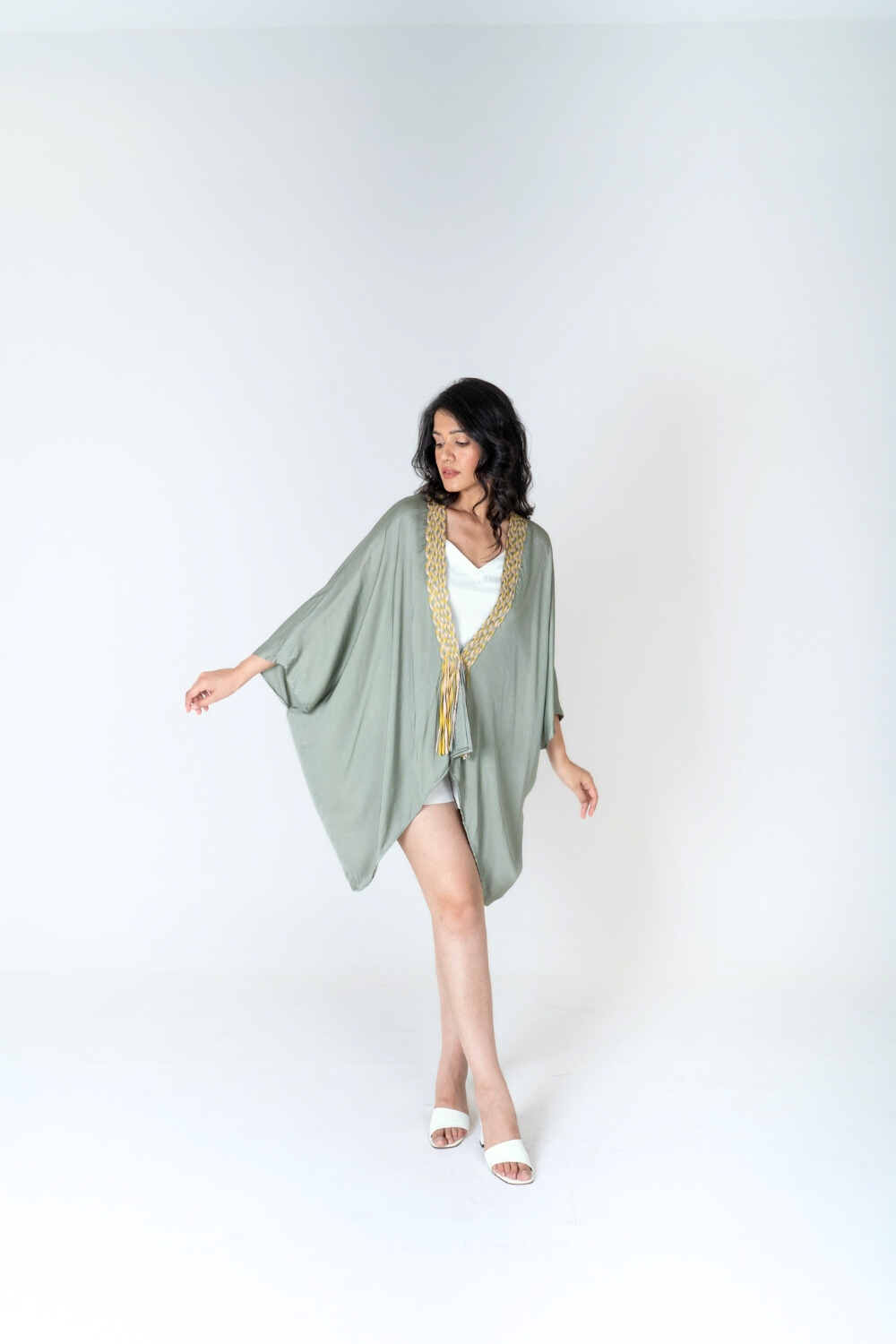 The Sage Drift Kaftan | Braided Neckline Resort Wear
