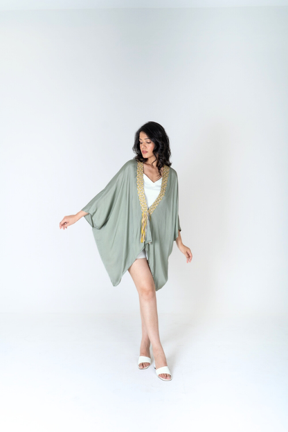 The Sage Drift Kaftan | Braided Neckline Resort Wear