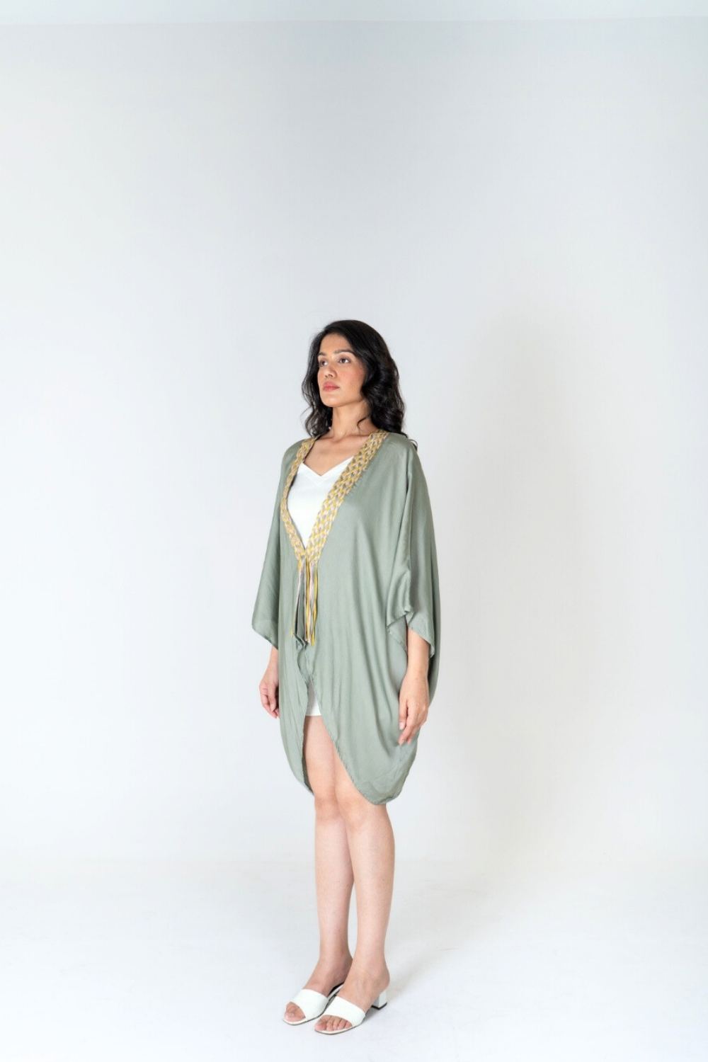 The Sage Drift Kaftan | Braided Neckline Resort Wear