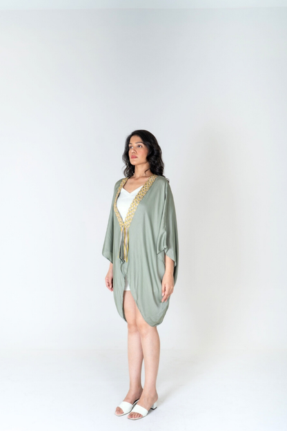 The Sage Drift Kaftan | Braided Neckline Resort Wear