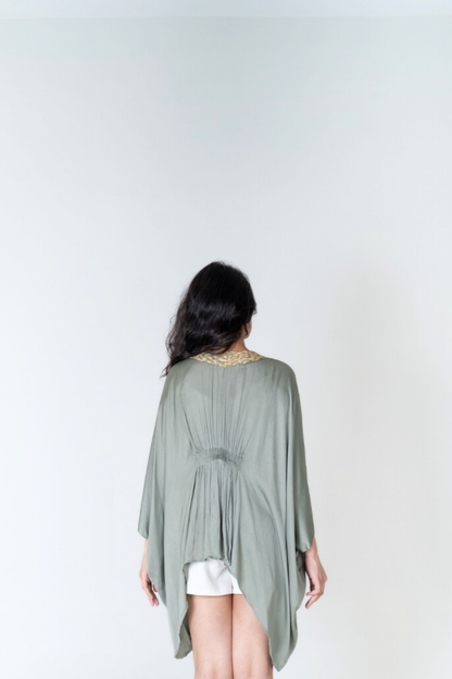 The Sage Drift Kaftan | Braided Neckline Resort Wear