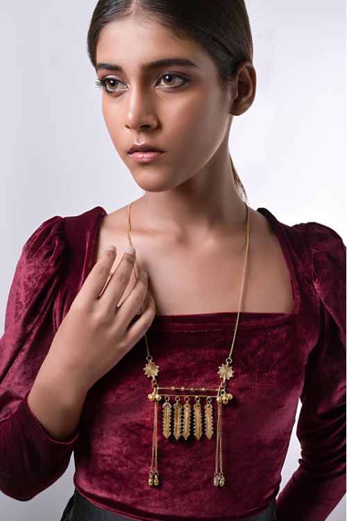 Geometric Delight Brass Necklace | MIHARU