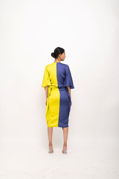 Dual Tone Muse Ruched Dress | Blue & Yellow by House of Vandy