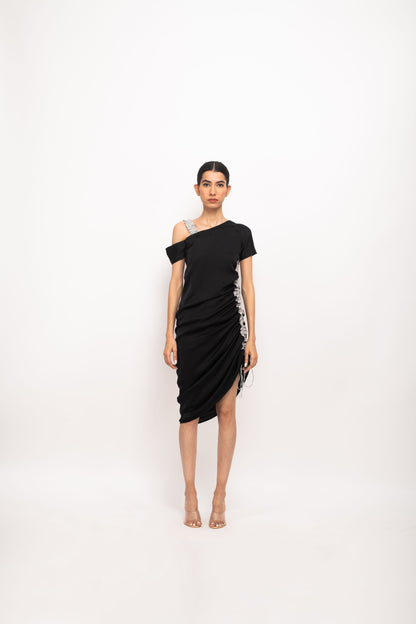 The Eclipse Asymmetric Ruched Dress | Black One-Shoulder Edition