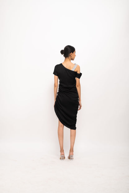 The Eclipse Asymmetric Ruched Dress | Black One-Shoulder Edition