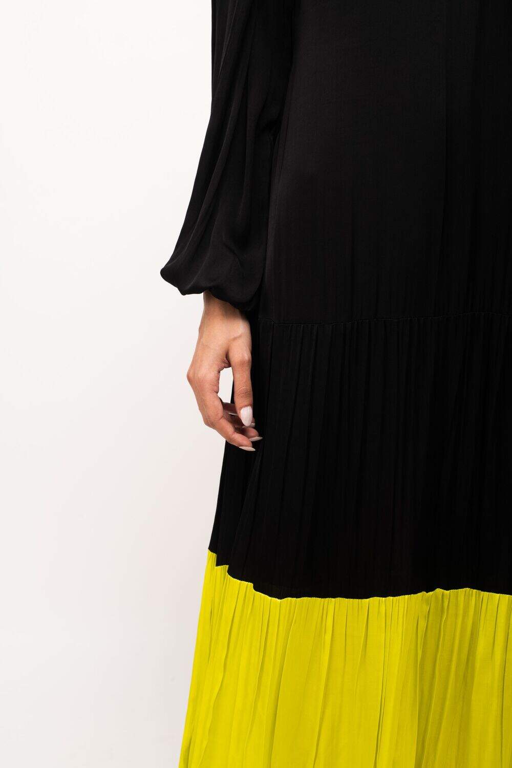 The Midnight Bloom Pleated Dress | Black & Yellow Edition