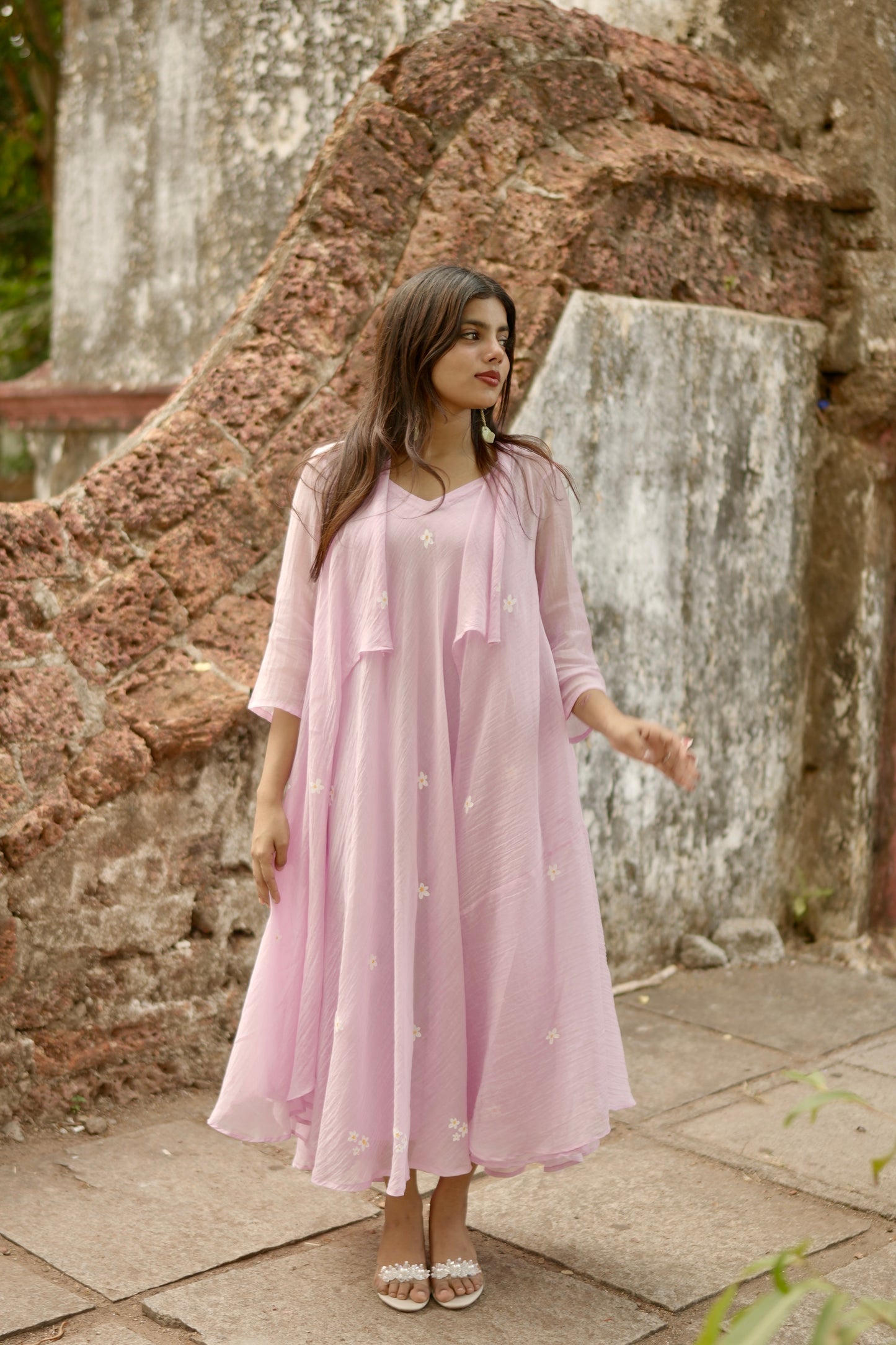 The Lavender Kutty Poovu Dress | Handwoven Chanderi Edition