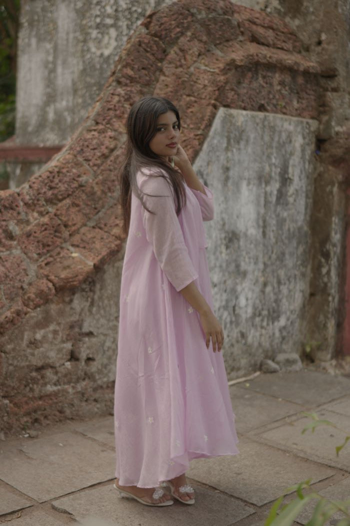 The Lavender Kutty Poovu Dress | Handwoven Chanderi Edition