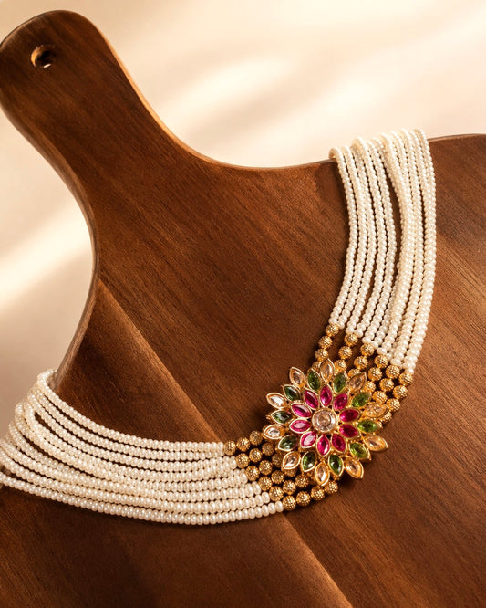 The Maharani Bloom | Kundan & Pearl Choker Set