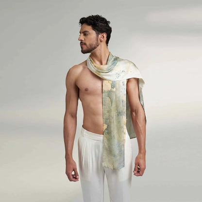 Volcanic Grey And White Scarf | Rose Silk | Limited Edition