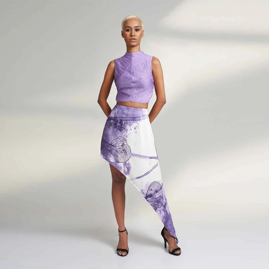 Purple And White Skirt | Lotus Silk | Limited Edition