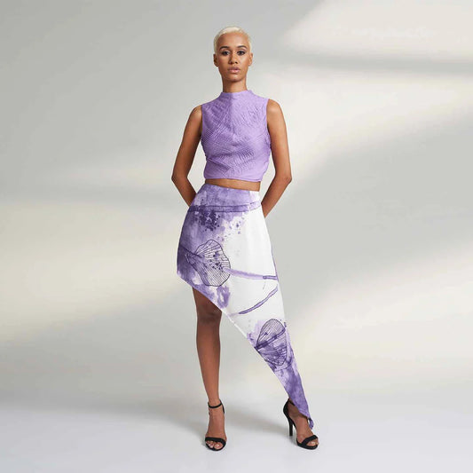 Purple And White Skirt | Lotus Silk | Limited Edition