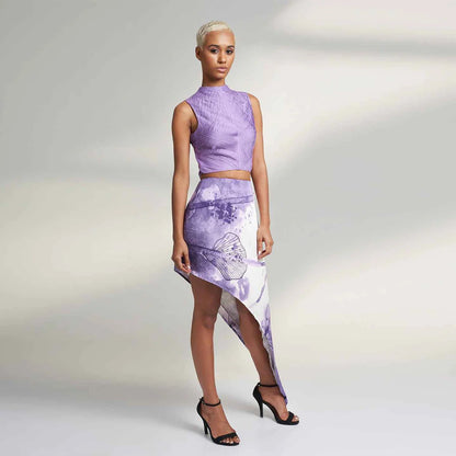 Purple And White Skirt | Lotus Silk | Limited Edition