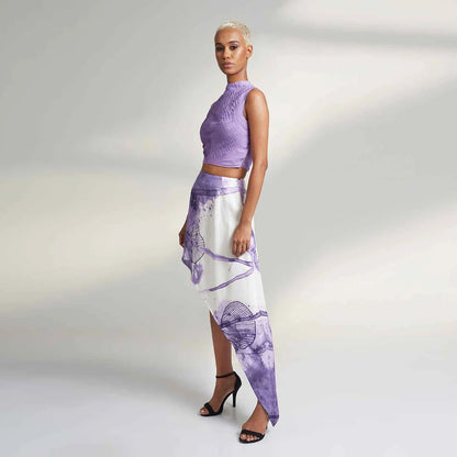 Purple And White Skirt | Lotus Silk | Limited Edition