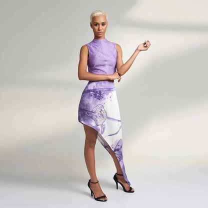 Purple And White Skirt | Lotus Silk | Limited Edition