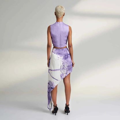 Purple And White Skirt | Lotus Silk | Limited Edition
