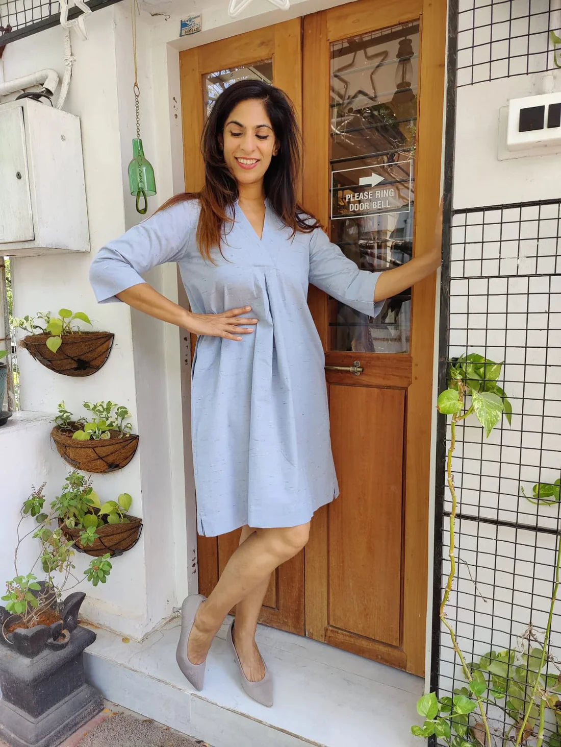 Handloom cotton Knee length Dress