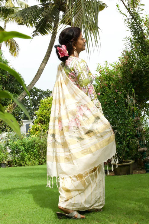 Radha Kamalam Blouse + Kasavu Onam Saree