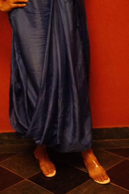 Azure Embelished Drape Dark Blue Dress