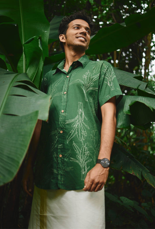 All over Vazha Printed Green Shirt