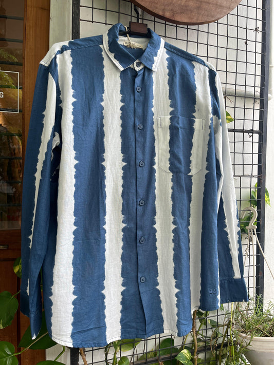 Blue & White Cotton Linen Shirt