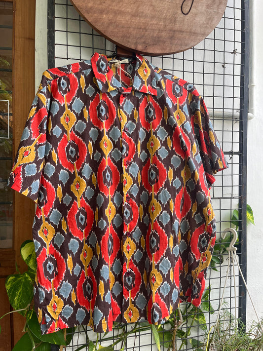 Ikat Pattern Cotton Half Sleeve Shirt