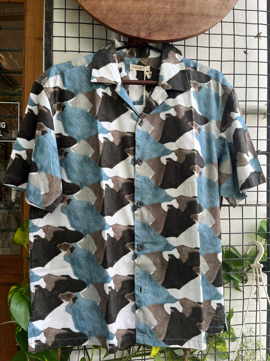 Blue & Black Giza Cotton Oversized Shirt