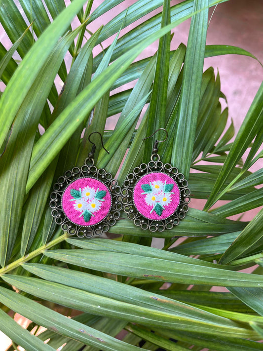 Pink Flower Earrings