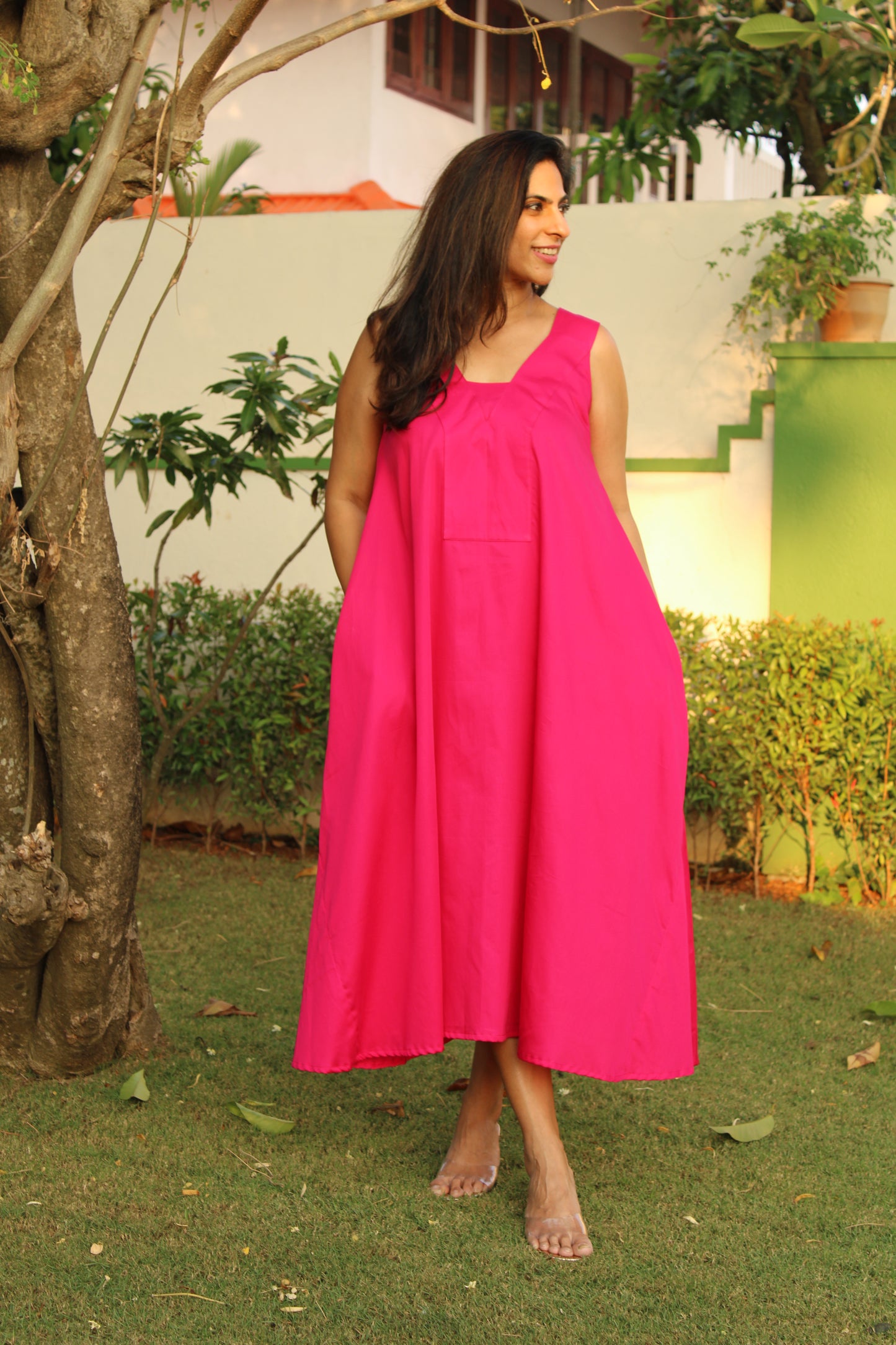 Pink Dress with Square Band