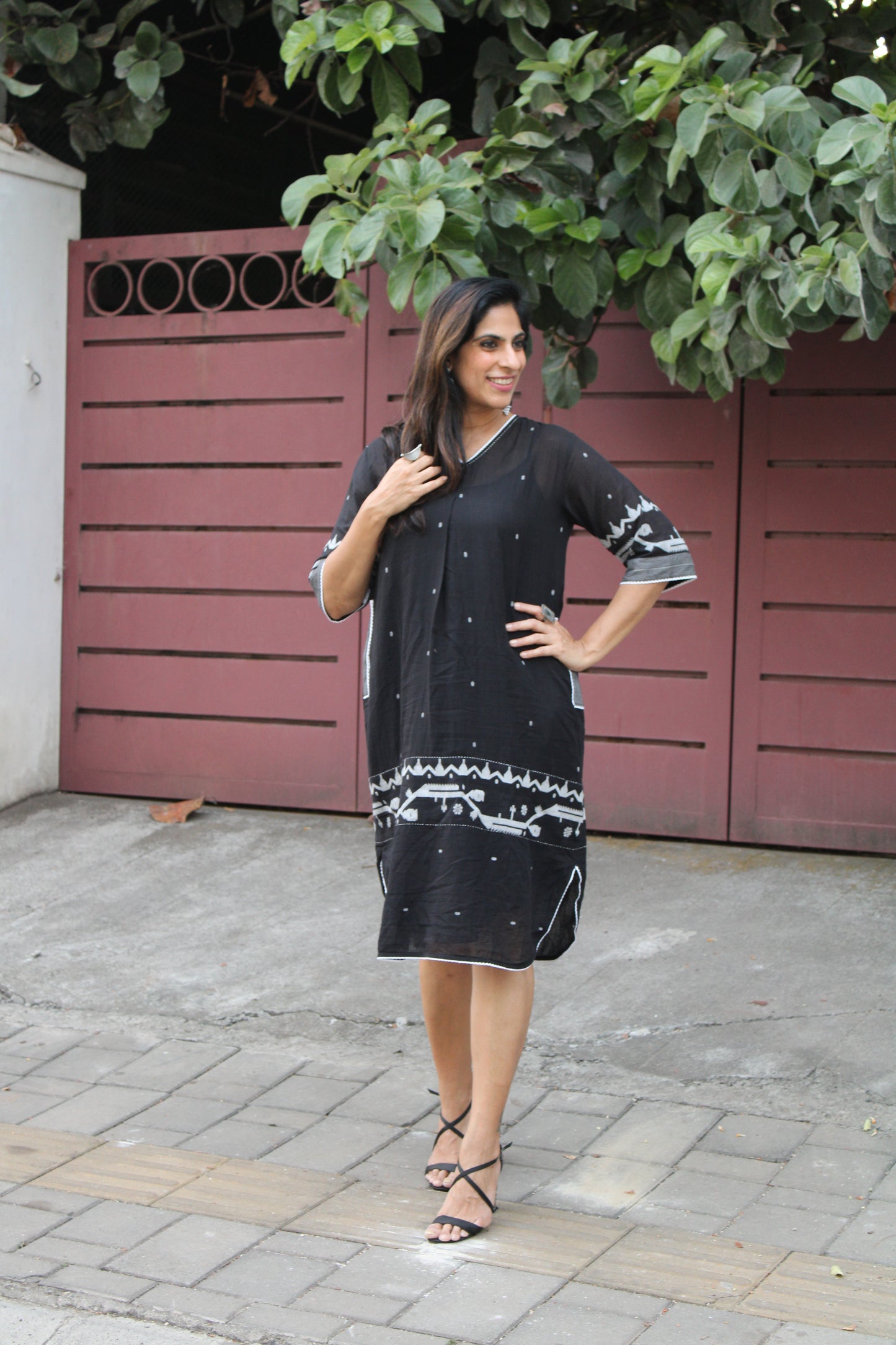 Anti Fit Kurta-Black Border Jamdani