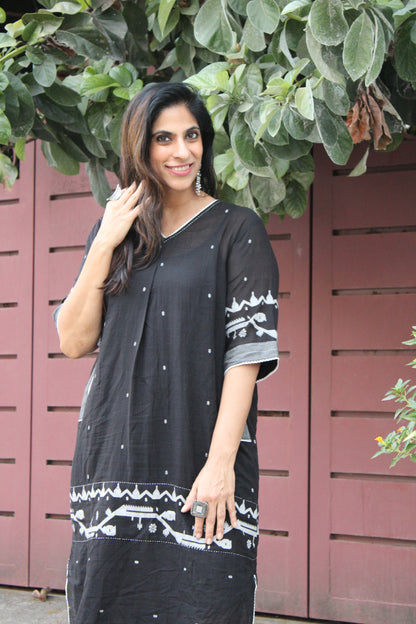 Anti Fit Kurta-Black Border Jamdani