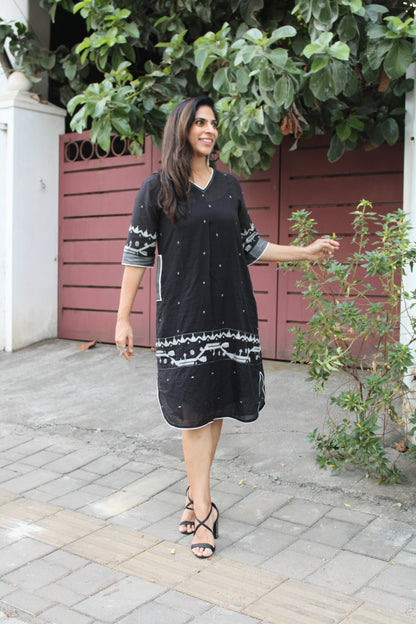 Anti Fit Kurta-Black Border Jamdani