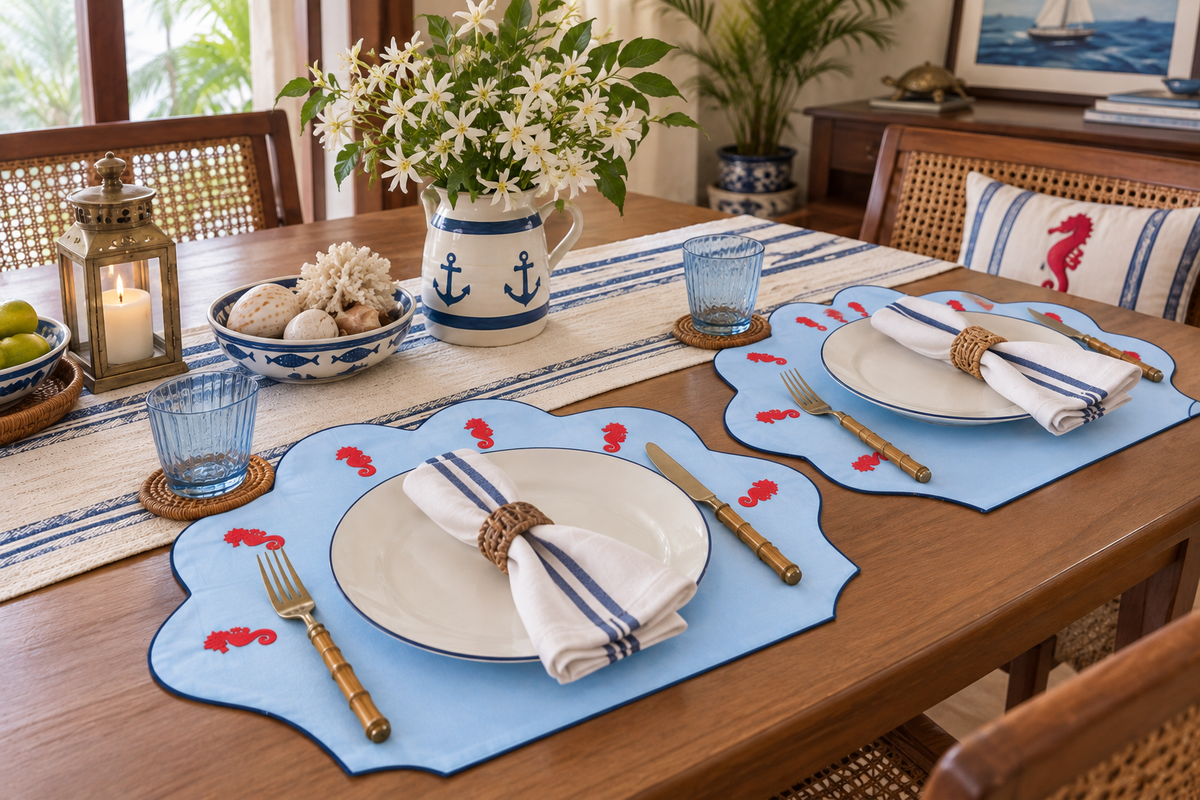 Seahorse Embroidered Placemat