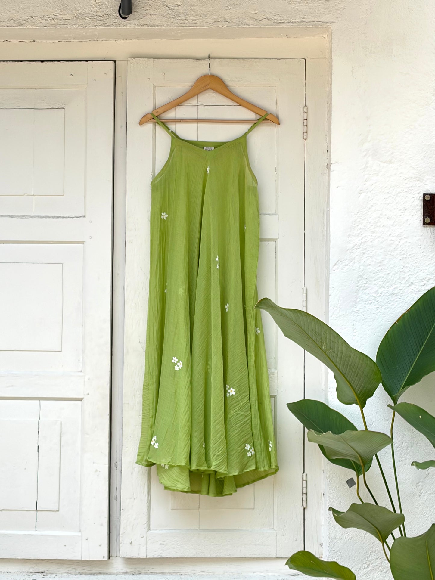 Green Kutty Poovu Chanderi Dress | Festive Wear by House of Vandy