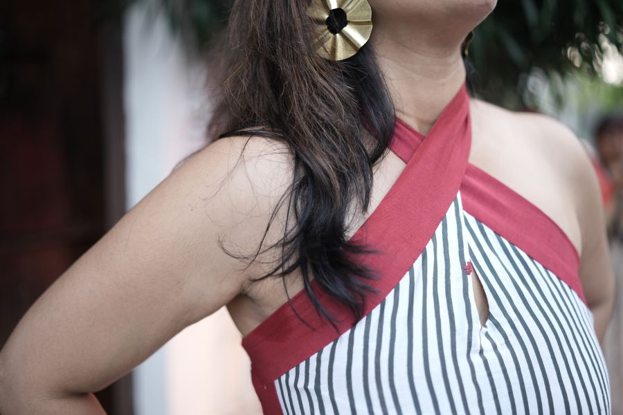 CRIMSON COAST HALTER DRESS