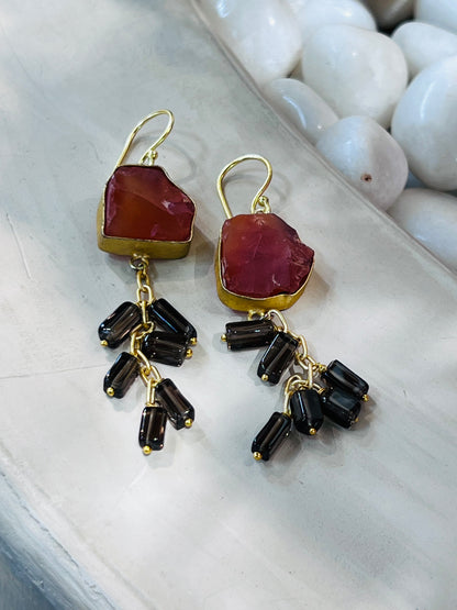 BROWN STONED EARRINGS