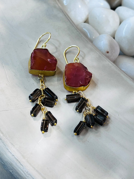 BROWN STONED EARRINGS