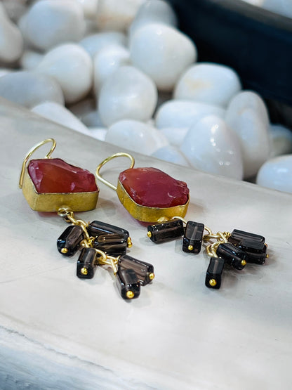 BROWN STONED EARRINGS