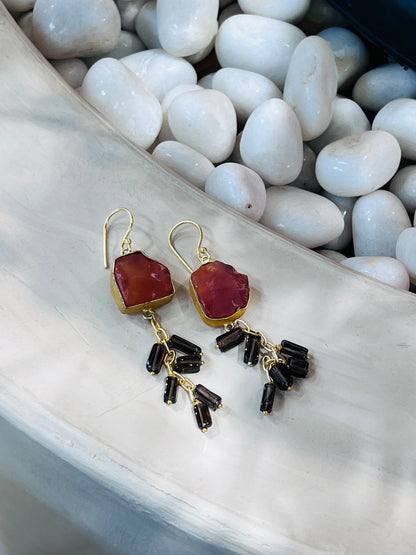 BROWN STONED EARRINGS