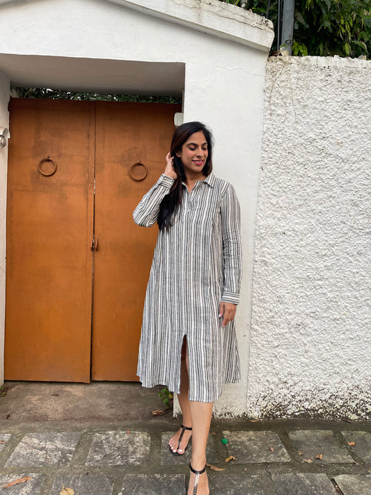 Sailor Handloom Linen Shirt Dress